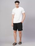 Men's Black Linen Viscose Regular Fit Shorts