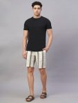 Men's Olive Cotton Linen Regular Fit Shorts