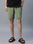 Men's Green Linen Viscose Regular Fit Shorts